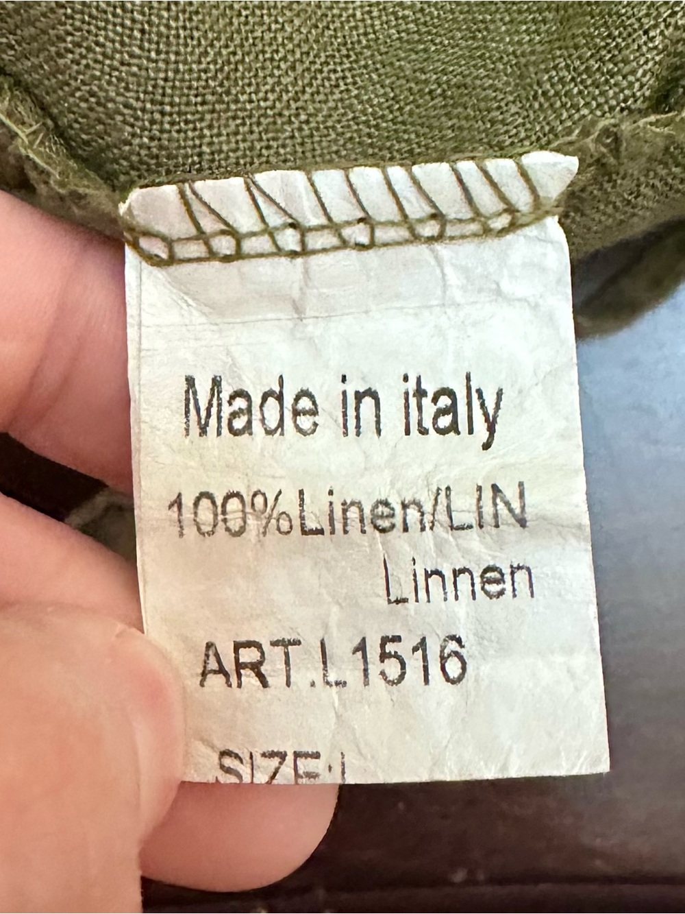 Lungo L’Arno 100% Linen Olive Green Sundress – Italian Made size L Fairy Resort - Picture 5 of 6
